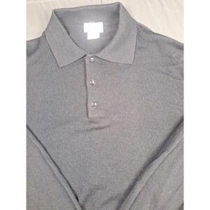 Marconi Mens L Black Acrilic Merino Wool Collared Knit Pullover Preppy Christmas